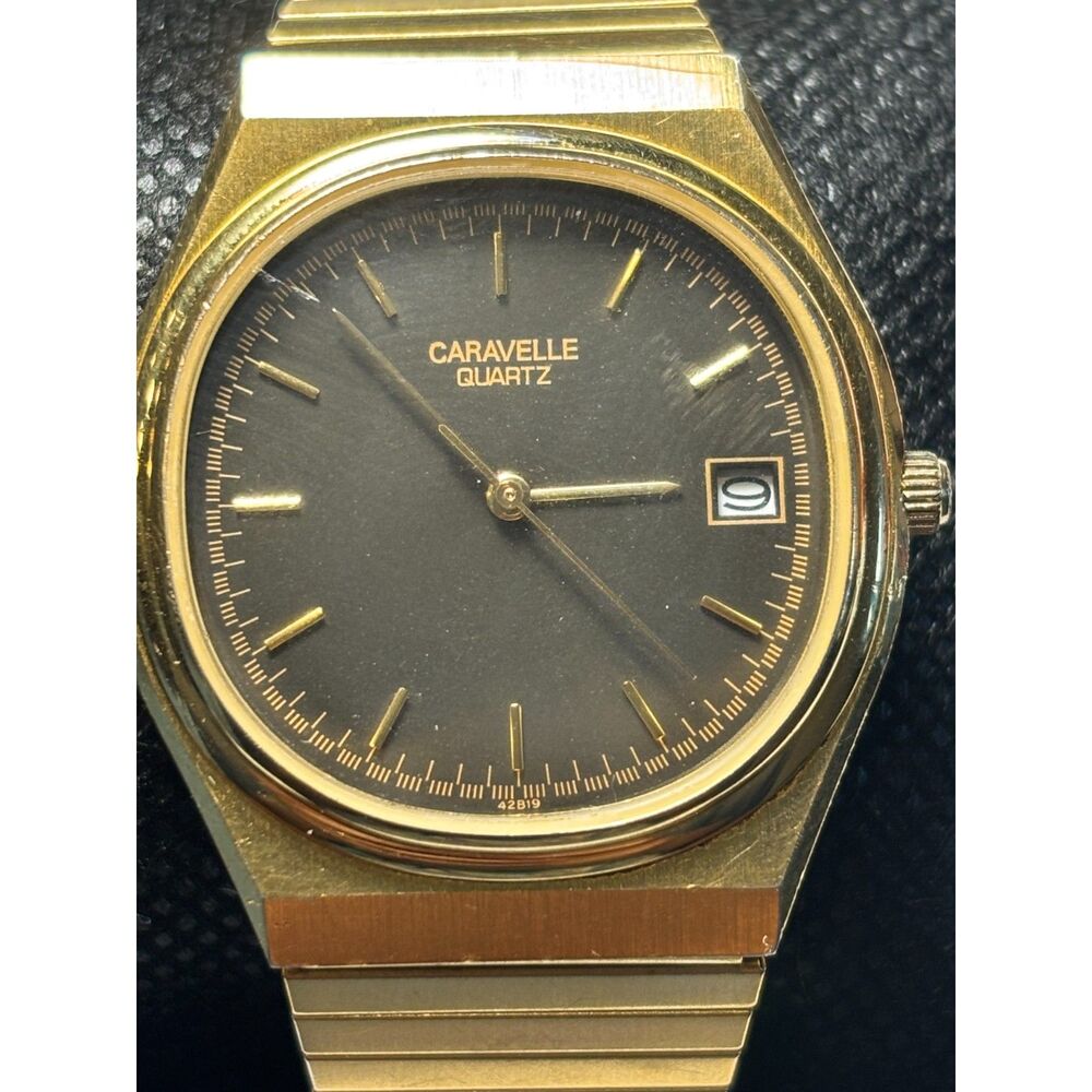 Vintage Caravelle by Bulova Men's Gold-Tone Quartz Watch — New Battery!